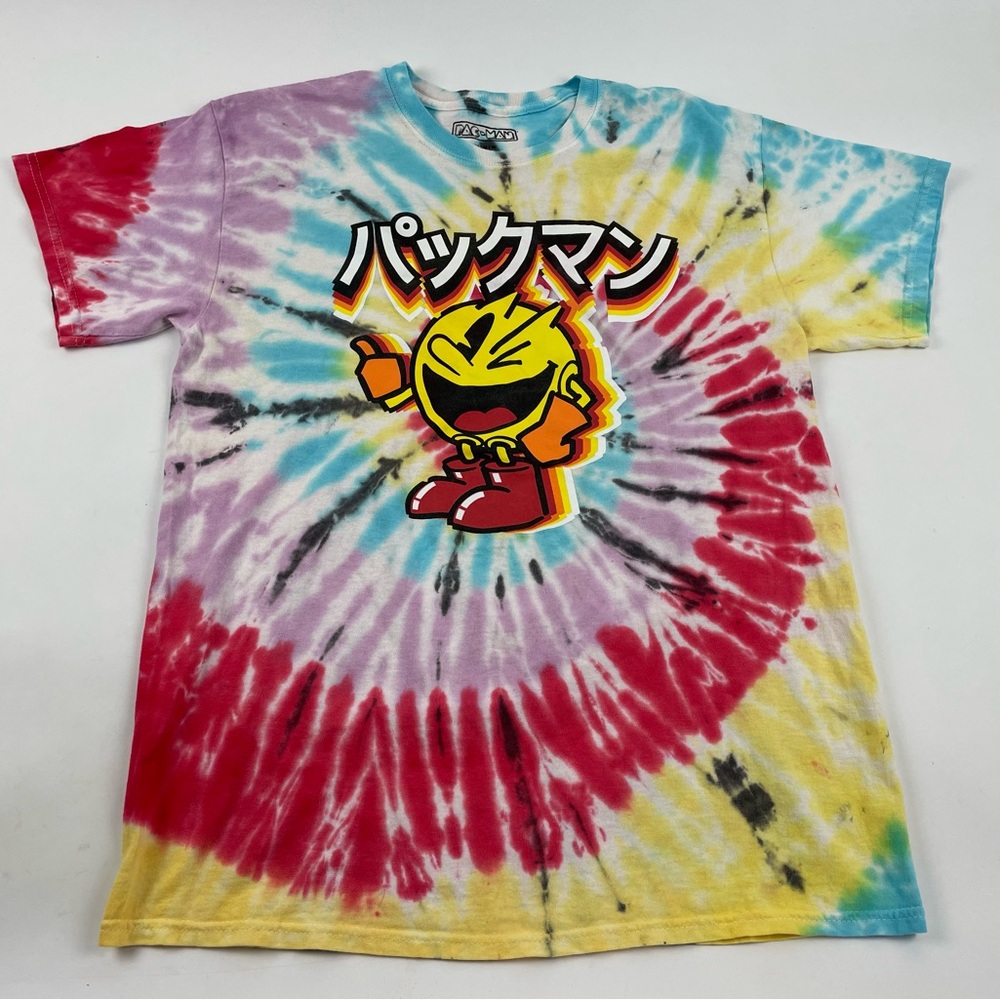 Pac-Man Bandai Namco T Shirt Mens Medium Colorful Tie Dye Short Sleeve